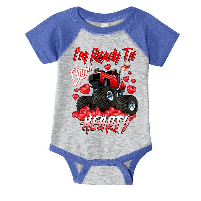 I'm Ready To Crush Hearts Monster Truck Valentine's Day Infant Baby Jersey Bodysuit