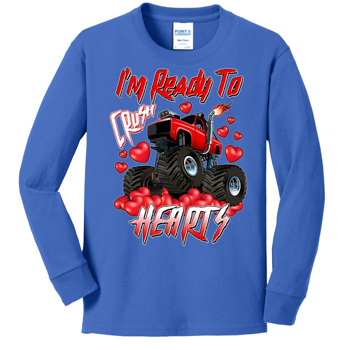 I'm Ready To Crush Hearts Monster Truck Valentine's Day Kids Long Sleeve Shirt