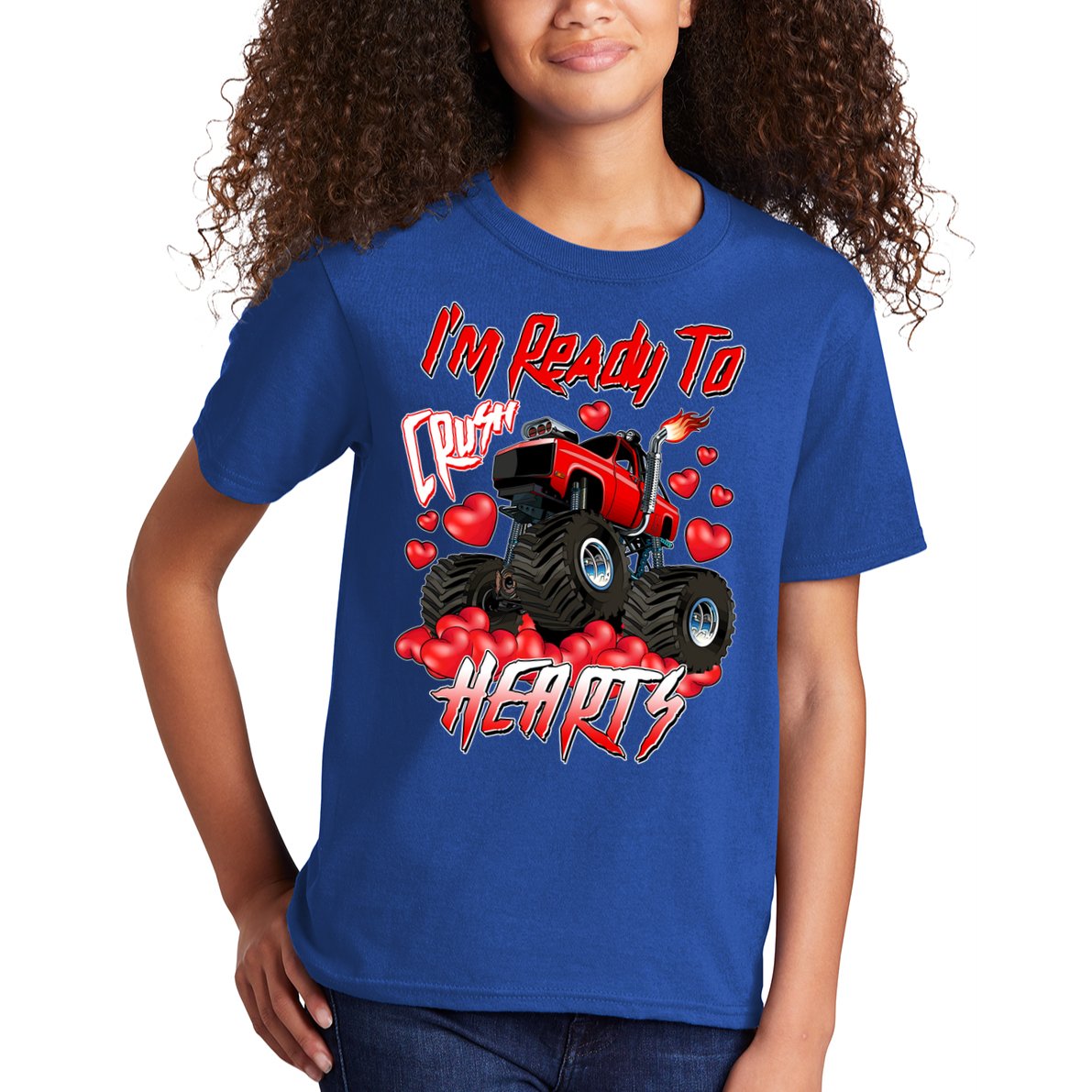 I'm Ready To Crush Hearts Monster Truck Valentine's Day Kids T-Shirt