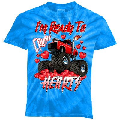 I'm Ready To Crush Hearts Monster Truck Valentine's Day Kids Tie-Dye T-Shirt