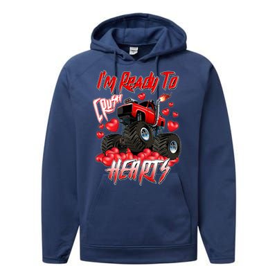 I'm Ready To Crush Hearts Monster Truck Valentine's Day Performance Fleece Hoodie