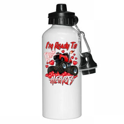 I'm Ready To Crush Hearts Monster Truck Valentine's Day Aluminum Water Bottle