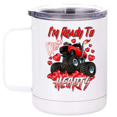 I'm Ready To Crush Hearts Monster Truck Valentine's Day 12 oz Stainless Steel Tumbler Cup