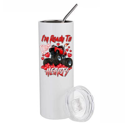 I'm Ready To Crush Hearts Monster Truck Valentine's Day Stainless Steel Tumbler