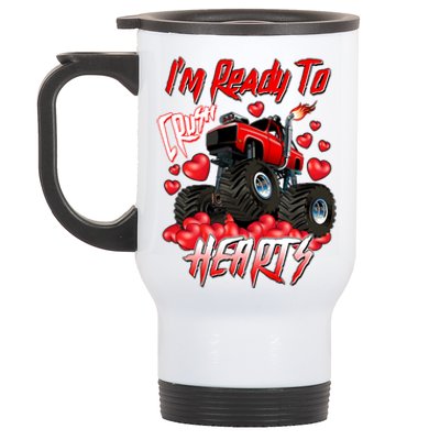 I'm Ready To Crush Hearts Monster Truck Valentine's Day Stainless Steel Travel Mug