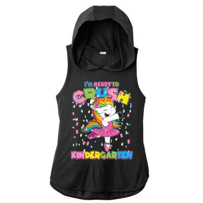 I'm Ready To Crush Kindergarten Cute Unicorn Ladies PosiCharge Tri-Blend Wicking Draft Hoodie Tank