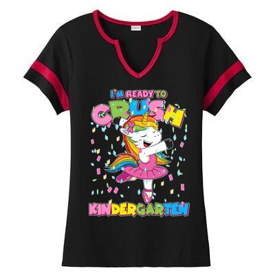 I'm Ready To Crush Kindergarten Cute Unicorn Ladies Halftime Notch Neck Tee