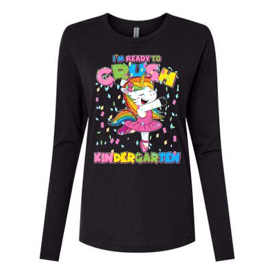 I'm Ready To Crush Kindergarten Cute Unicorn Womens Cotton Relaxed Long Sleeve T-Shirt