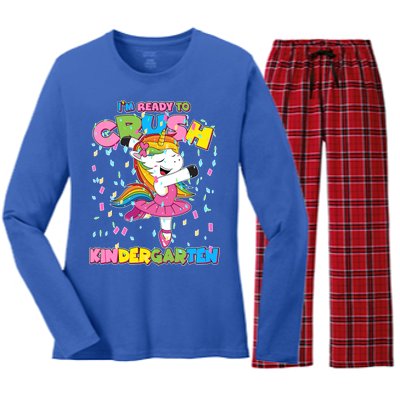 I'm Ready To Crush Kindergarten Cute Unicorn Women's Long Sleeve Flannel Pajama Set 