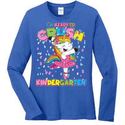 I'm Ready To Crush Kindergarten Cute Unicorn Ladies Long Sleeve Shirt