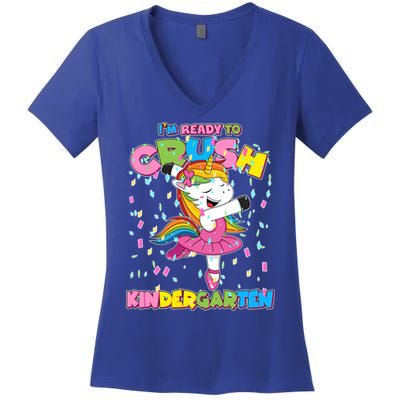 I'm Ready To Crush Kindergarten Cute Unicorn Women's V-Neck T-Shirt