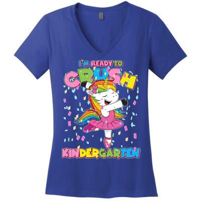 I'm Ready To Crush Kindergarten Cute Unicorn Women's V-Neck T-Shirt