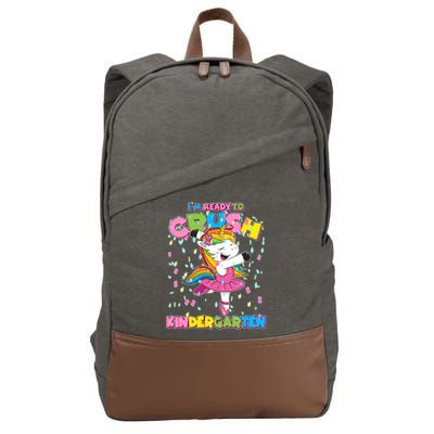 I'm Ready To Crush Kindergarten Cute Unicorn Cotton Canvas Backpack