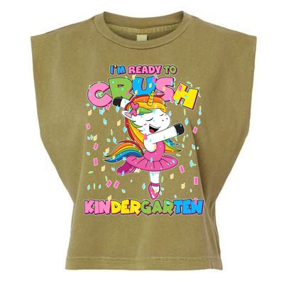 I'm Ready To Crush Kindergarten Cute Unicorn Garment-Dyed Women's Muscle Tee