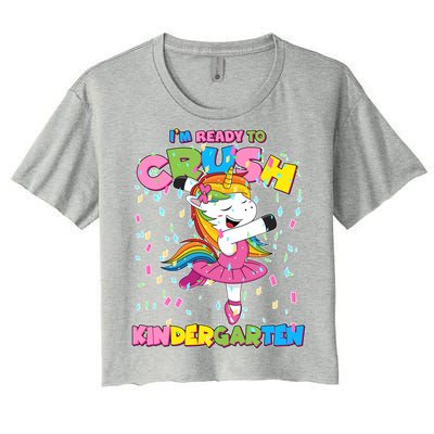 I'm Ready To Crush Kindergarten Cute Unicorn Women's Crop Top Tee