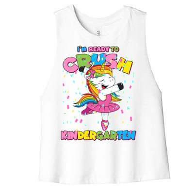 I'm Ready To Crush Kindergarten Cute Unicorn Women's Racerback Cropped Tank