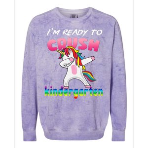 I'm Ready To Crush Kindergarten Cute Unicorn Dab Colorblast Crewneck Sweatshirt