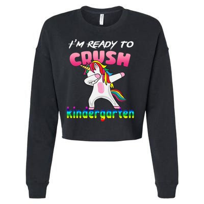 I'm Ready To Crush Kindergarten Cute Unicorn Dab Cropped Pullover Crew