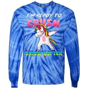 I'm Ready To Crush Kindergarten Cute Unicorn Dab Tie-Dye Long Sleeve Shirt