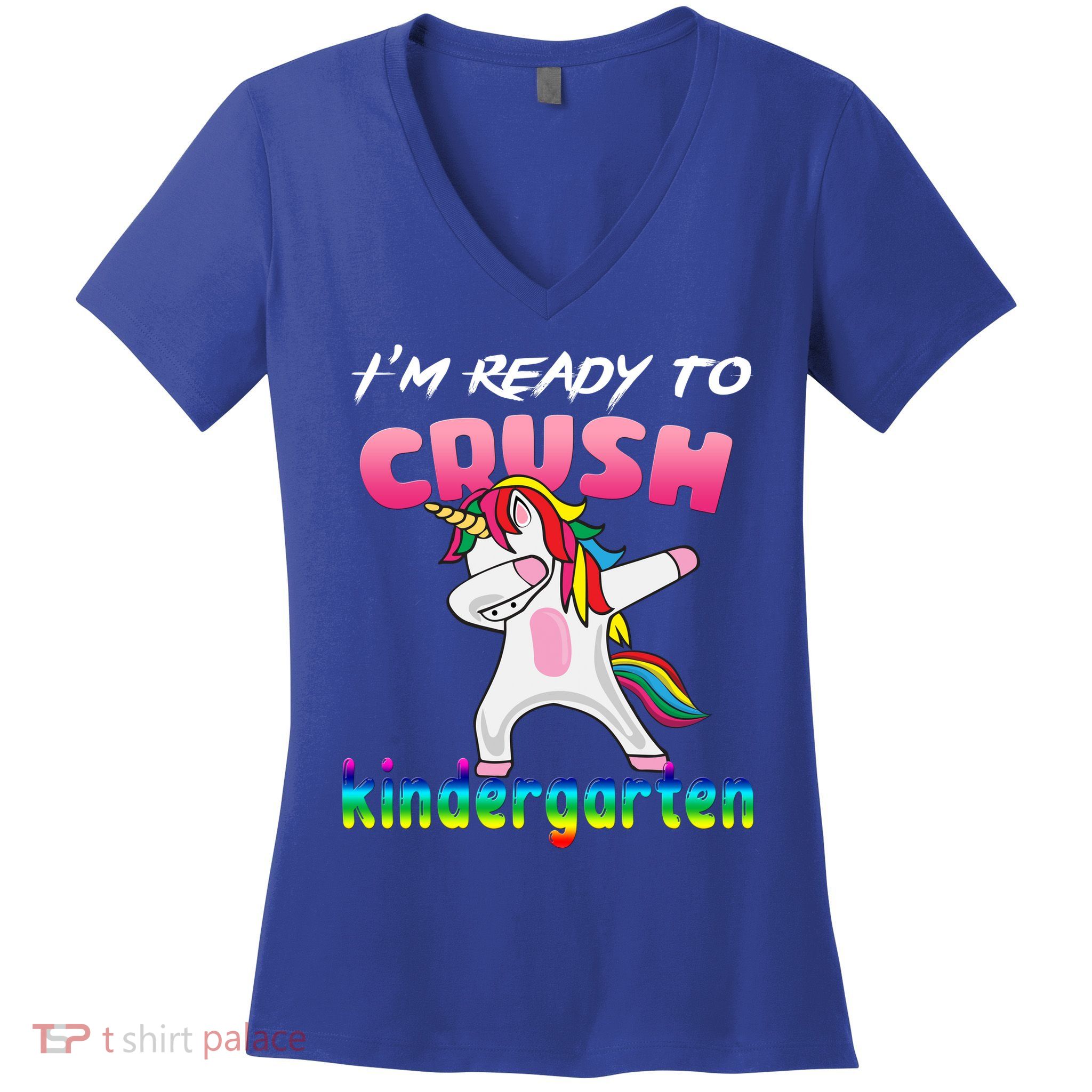 I'm Ready To Crush Kindergarten Cute Unicorn Dab Women's V-Neck T-Shirt