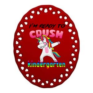 I'm Ready To Crush Kindergarten Cute Unicorn Dab Ceramic Oval Ornament