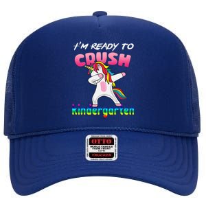 I'm Ready To Crush Kindergarten Cute Unicorn Dab High Crown Mesh Back Trucker Hat