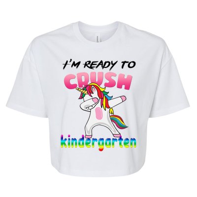 I'm Ready To Crush Kindergarten Cute Unicorn Dab Bella+Canvas Jersey Crop Tee