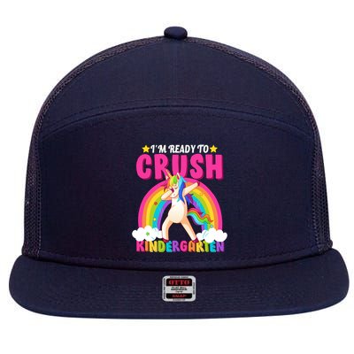 I'm Ready To Crush Kindergarten Unicorn Rainbow 7 Panel Mesh Trucker Snapback Hat