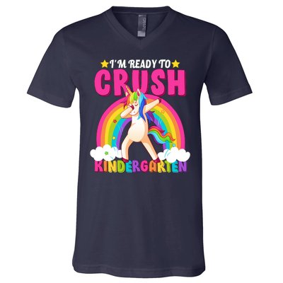 I'm Ready To Crush Kindergarten Unicorn Rainbow V-Neck T-Shirt