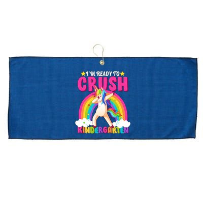 I'm Ready To Crush Kindergarten Unicorn Rainbow Large Microfiber Waffle Golf Towel