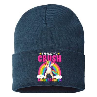 I'm Ready To Crush Kindergarten Unicorn Rainbow Sustainable Knit Beanie