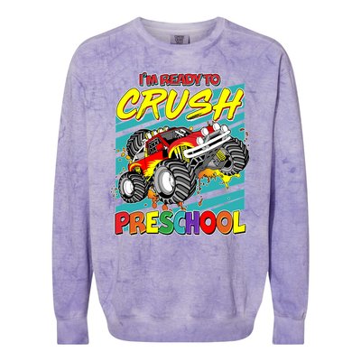 I'm Ready To Crush Preschool Monster Truck Madness Colorblast Crewneck Sweatshirt