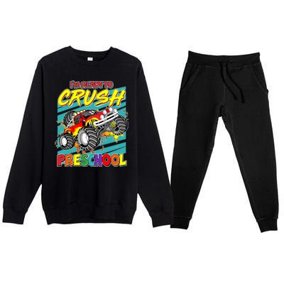 I'm Ready To Crush Preschool Monster Truck Madness Premium Crewneck Sweatsuit Set