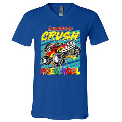 I'm Ready To Crush Preschool Monster Truck Madness V-Neck T-Shirt