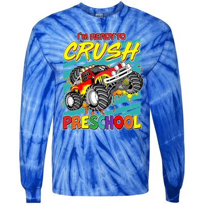 I'm Ready To Crush Preschool Monster Truck Madness Tie-Dye Long Sleeve Shirt