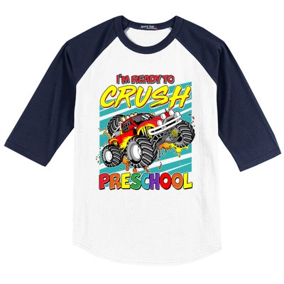 I'm Ready To Crush Preschool Monster Truck Madness Baseball Sleeve Shirt