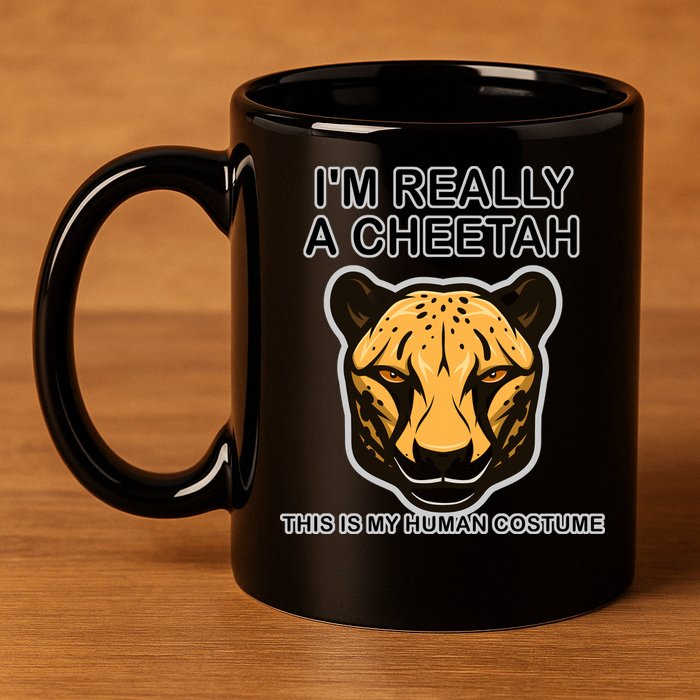 I'm Really A Cheetah Human Costume 11oz C Handle Ceramic Mug