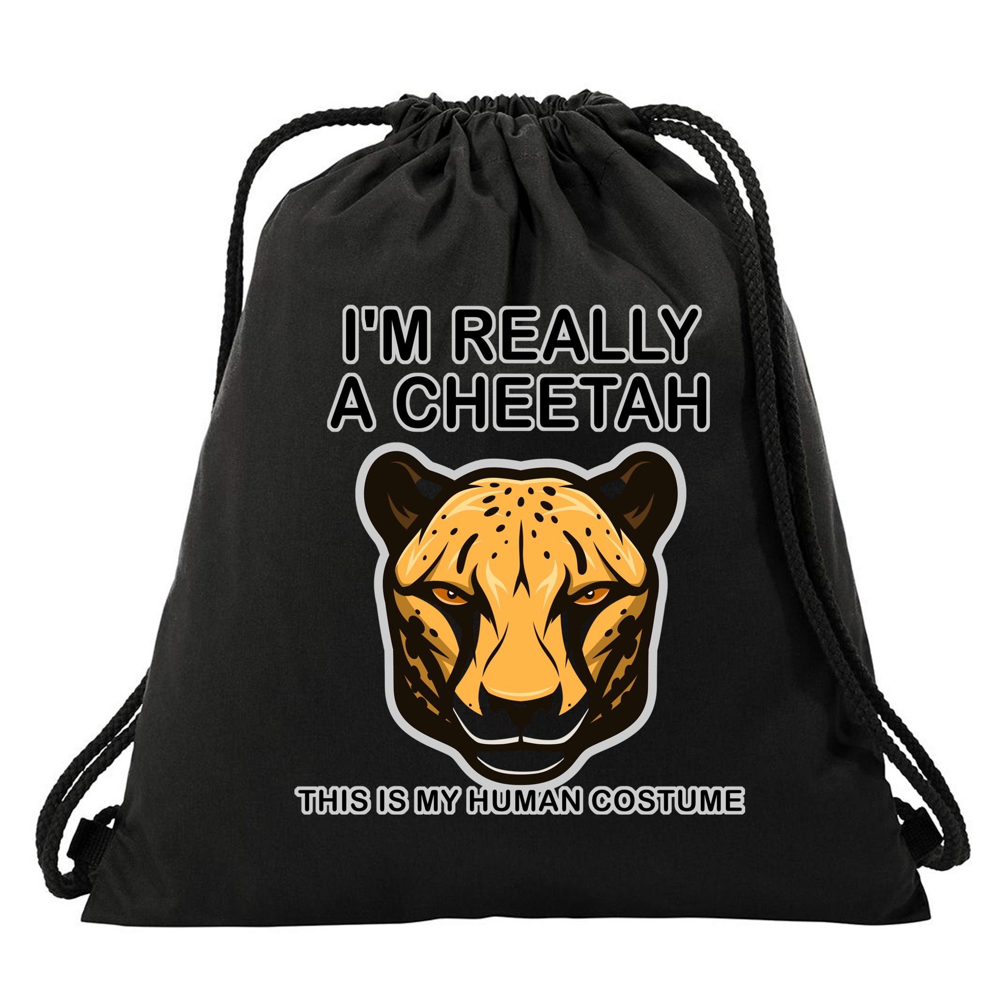 I'm Really A Cheetah Human Costume Drawstring Bag