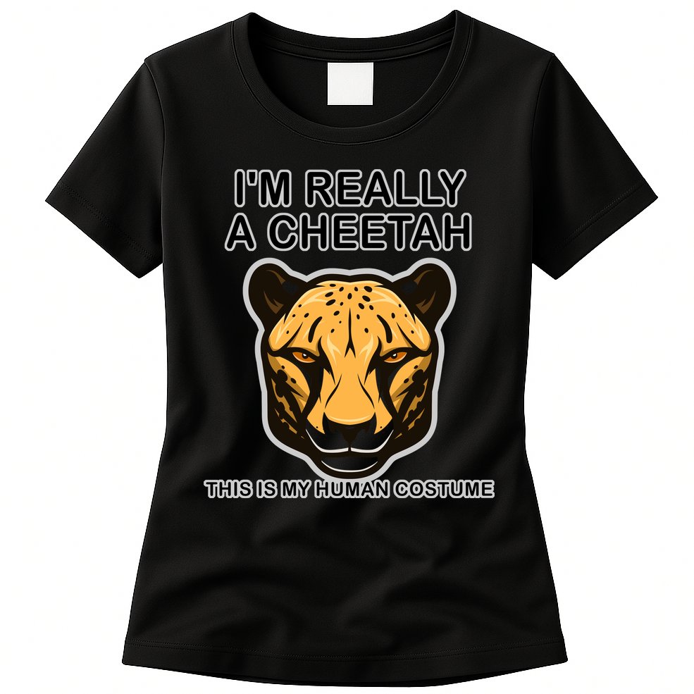 I'm Really A Cheetah Human Costume Womens T-Shirt