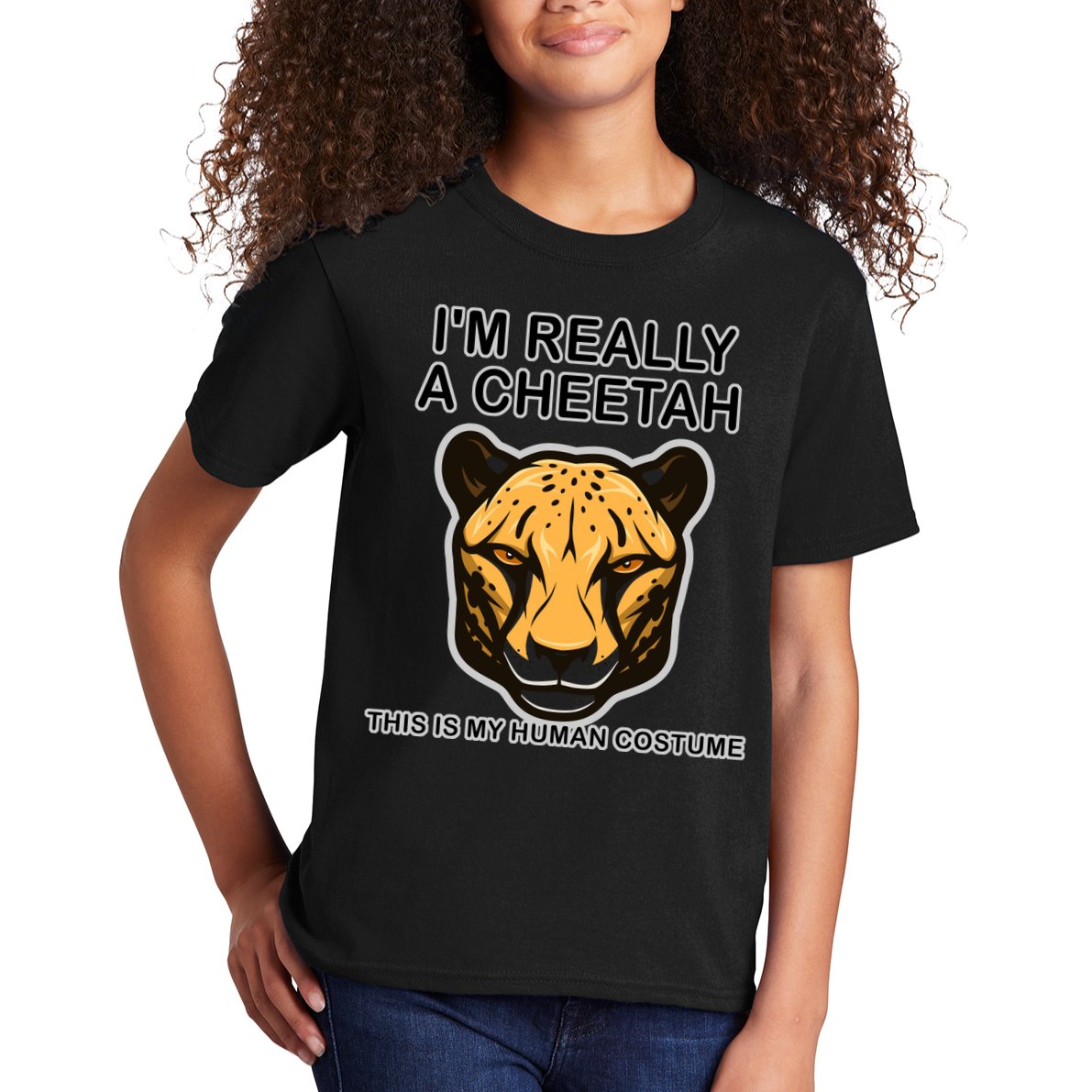 I'm Really A Cheetah Human Costume Kids T-Shirt