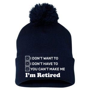 I'm Retired Pom Pom 12in Knit Beanie