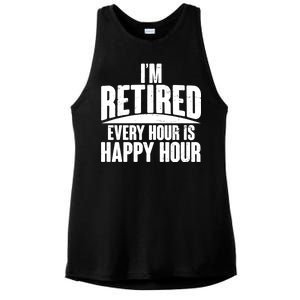 I'm Retired Every Hour is Happy Hour Ladies PosiCharge Tri-Blend Wicking Tank