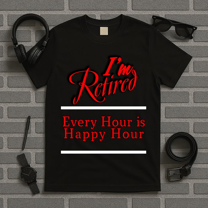 I'm Retired Every Hour Is Happy Hour Funny T-Shirt