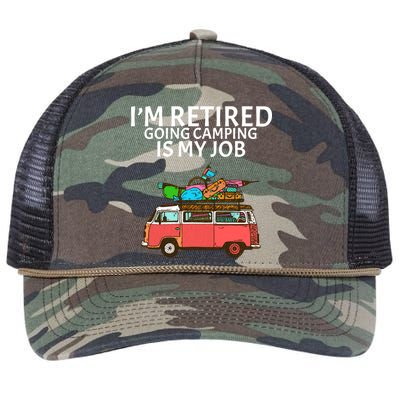 I'm Retired Going Camping Is My Job Retro Rope Trucker Hat Cap