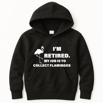 I'm Retired My Job Is To Collect Flamingos Kids Hoodie