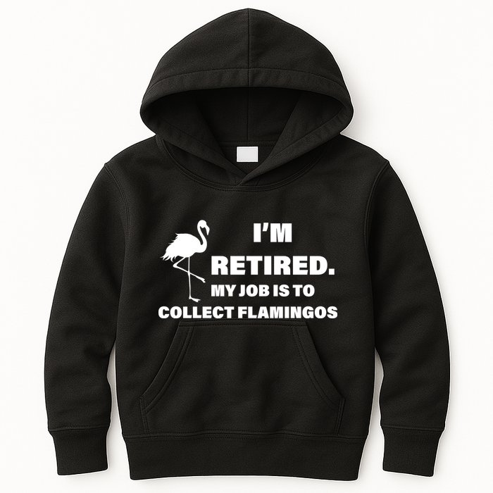 I'm Retired My Job Is To Collect Flamingos Kids Hoodie