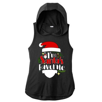 I'm Santa's Favorite Christmas Ladies PosiCharge Tri-Blend Wicking Draft Hoodie Tank