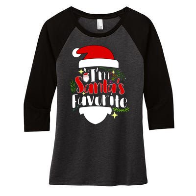 I'm Santa's Favorite Christmas Women's Tri-Blend 3/4-Sleeve Raglan Shirt