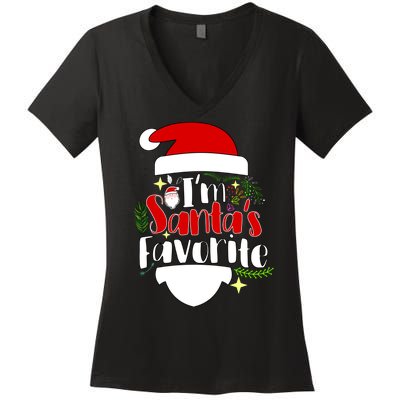 I'm Santa's Favorite Christmas Women's V-Neck T-Shirt