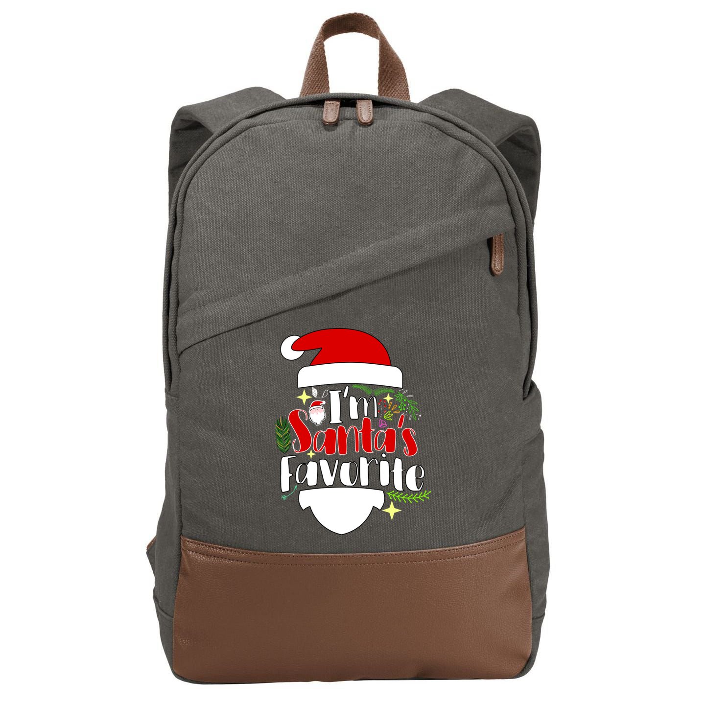 I'm Santa's Favorite Christmas Cotton Canvas Backpack